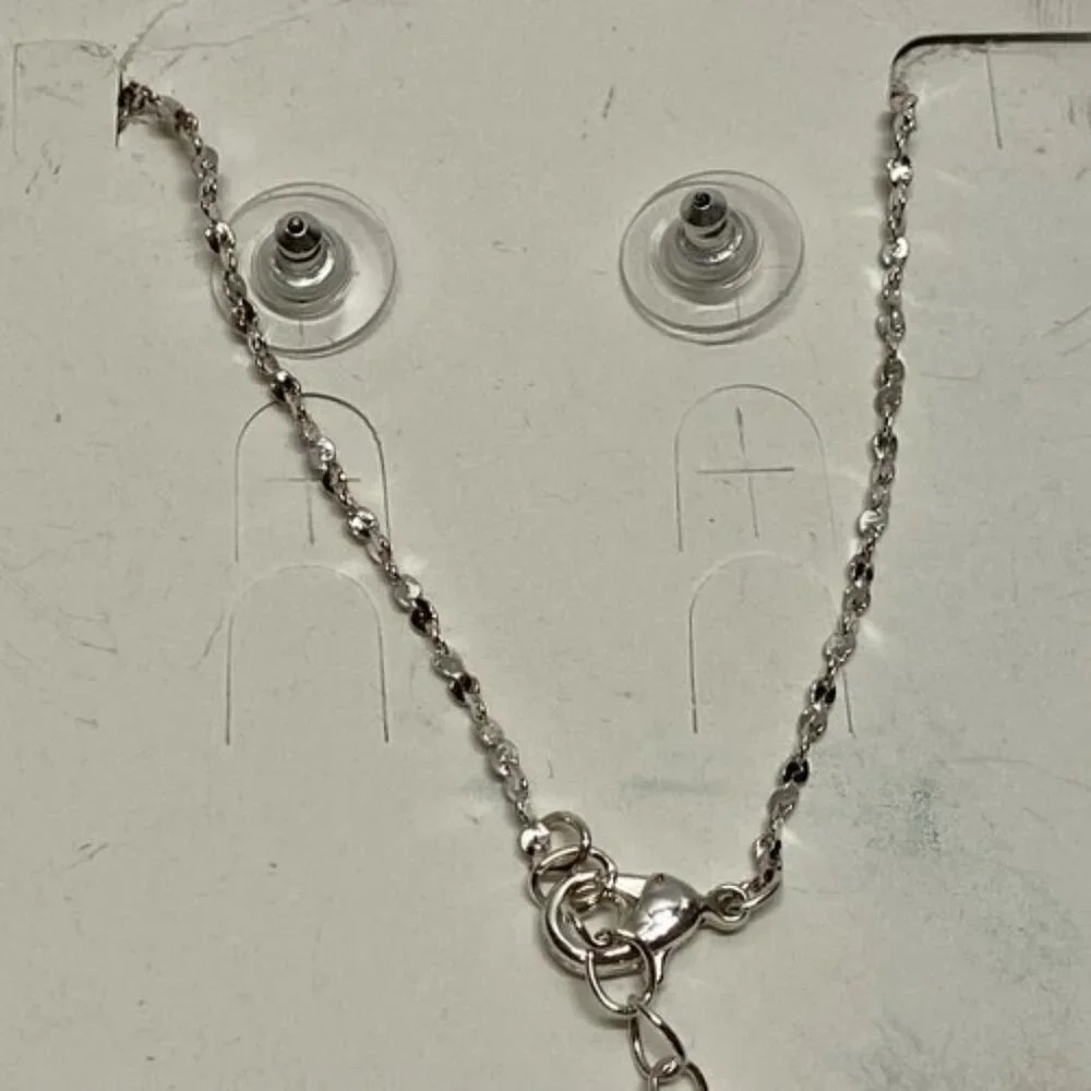 Charlestone Jewelry Set‎ Necklace and Earrings Silvertone Lifetime Plating NWT